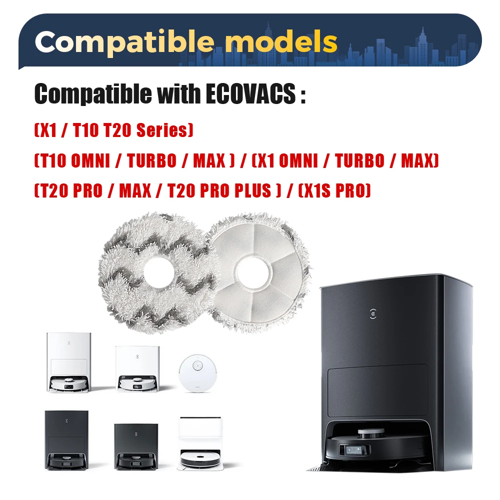 ممسحة قماش لـ Ecovacs T10 OMNI/ TURBO/MAX,X1 OMNI/TURBO/MAX / X1S PRO,T20 PRO/MAX/PRO PLUS ملحقات جهاز آلي لتنظيف الأتربة جزء