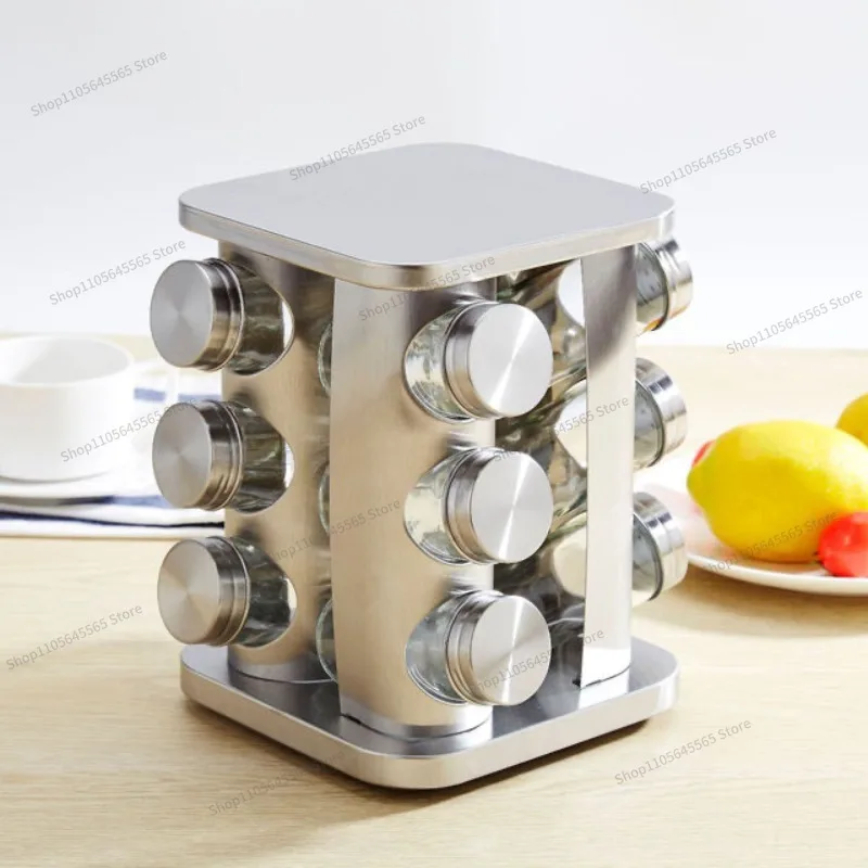 For Kitchen Supplies Glass Seasoning Bottle Set Sealed Jar Storage Rack 13 Piece Set