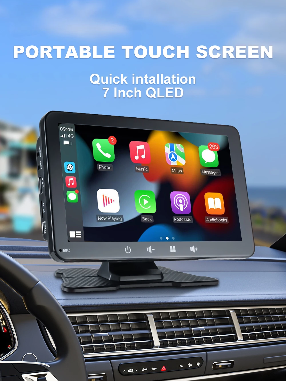 

7 Inch Android Car Radio Portable Screen Multimedia Auto Wireless Carplay Hands-free Monitor for Audi Ford Universal Screen