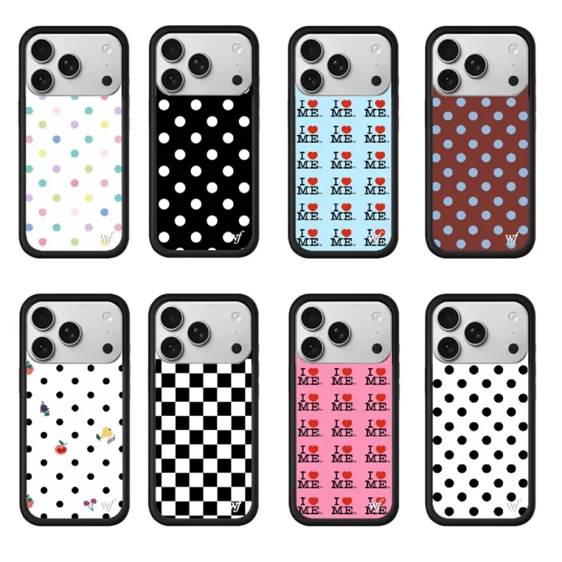 2026 Modische Handyhülle für Paare: Süße Wildblumen-Designs für iPhone 17, 16, 15, 14, 13, 12 Pro Max Plus, 17 Pro – Heiße Korea Polka Dots WF Hüllen ﻿