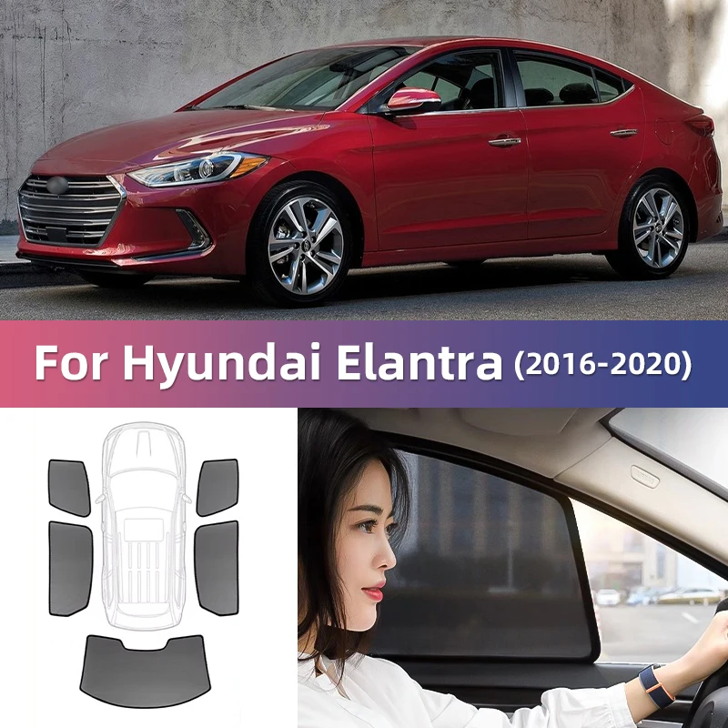 For Hyundai Elantra Avante AD 2016-2020 Magnetic Car Sunshade Shield Front Windshield Frame Curtain Rear Side Window Sun Shades