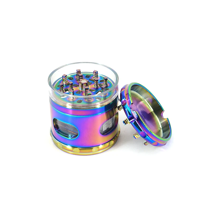 New Style Round Metal Filler Herb Grinder Manual Metal Flavour Grinder with Drawer Smoking Accessories