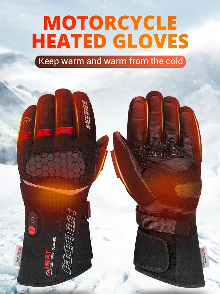 Motor Winter Verwarmde Handschoenen Thermische Sneeuwrijden Verwarmingshandschoenen voor Heren Dames Winddicht Warm Touchscreen Koud Weer Uitrusting - afbeelding 2