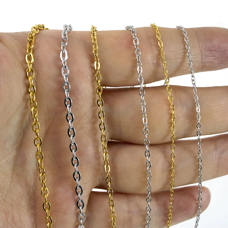 

5-2Meter 1/1.5/2/2.5/3mm Stainless Steel Link Chains Bulk Gold Color Necklace Chains for DIY Bracelet Supplies Jewelry Making