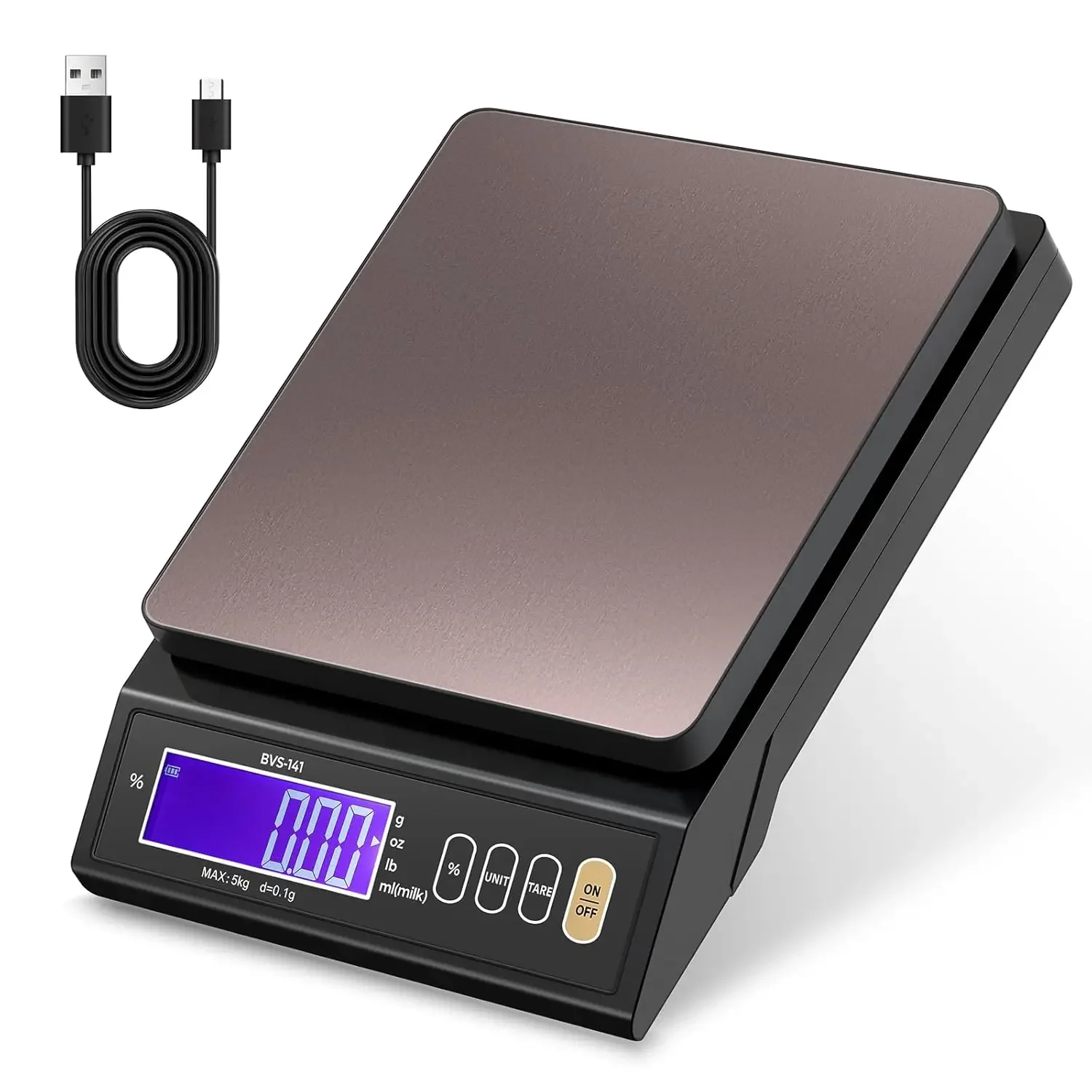 

10KG/5KG Electronic Kitchen Scale Household Digital Coffee Measuring Weighing Baking Tool LCD Display with Stainless Steel Panel