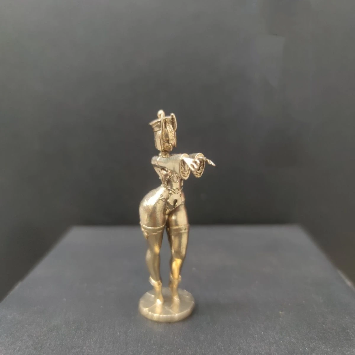 Brass Oni Maiden Statue - Yokai Demon Girl  Handmade Zombie Anime Figure for Desktop Showcase & Collector Japanese Myth Decor