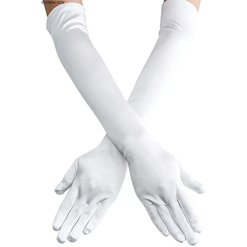 

Женские длинные атласные перчатки до локтя (белые, красные, черные) в стиле 1920-х годов для оперы, свадеб, танцев, защиты от солнца, езды на велосипеде, вождения