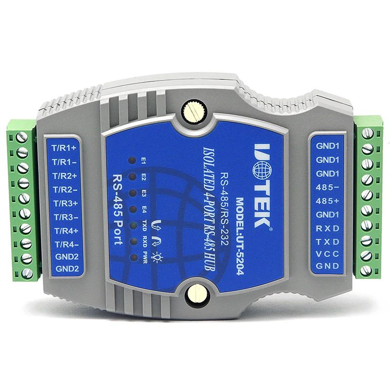 UOTEK UT-5204 الصناعية الصف DIN السكك الحديدية RS232 RS485 إلى 4 منافذ RS485 Hub