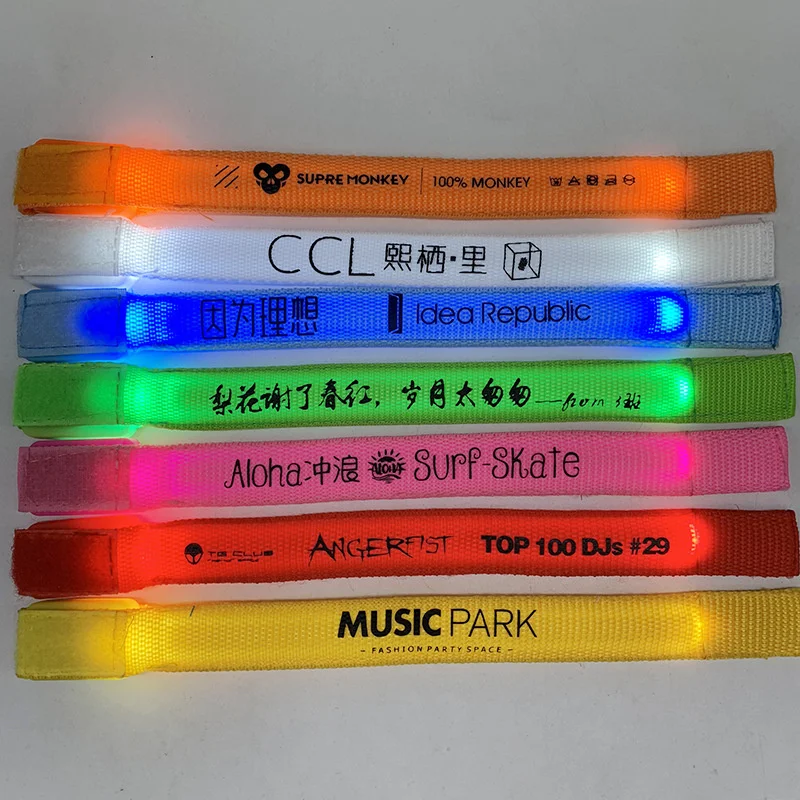 Customized Luminous Bracelets Led Glow In The Dark Sports Wrist Strap Dj Festival Light up Personalized Band Party Flash Stick