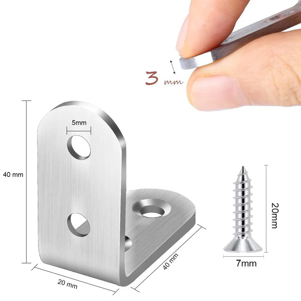 12Pcs Stainless Steel Rustproof Corner Brackets Thickened L Shape 90 Degree Straight Angle Reinforce Furniture Wardrobe Desk