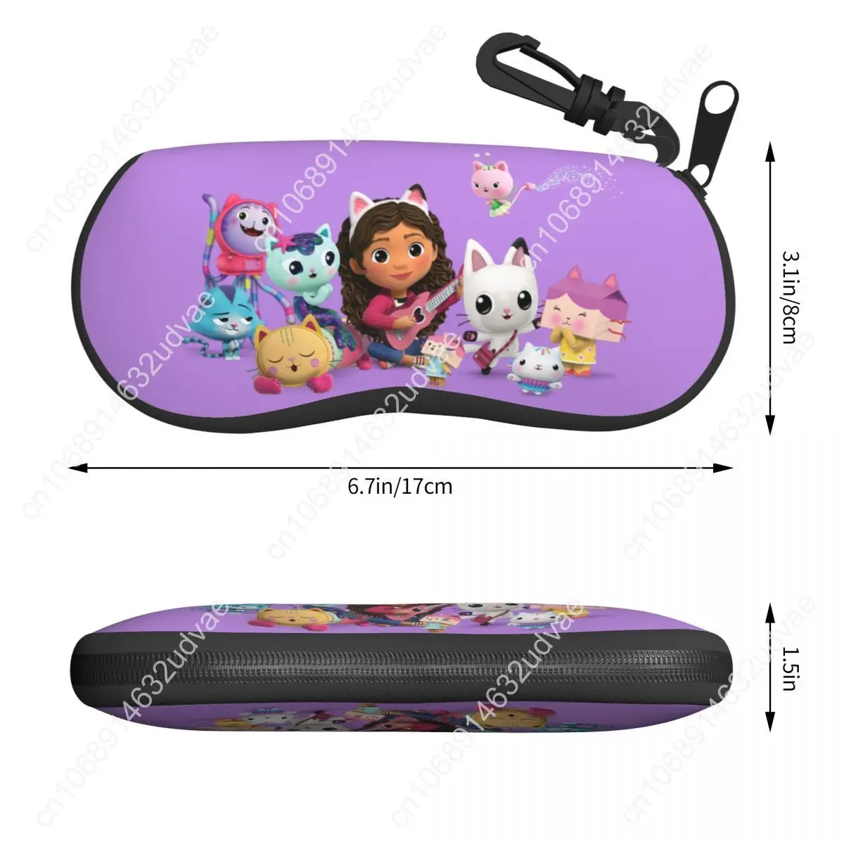Benutzerdefinierte Gabbys Puppenhaus Gabby Katzen Sonnenbrille Weiches Neopren Reißverschluss Cakey Mercat Shell Brillenetui Schutzbox für Brillen