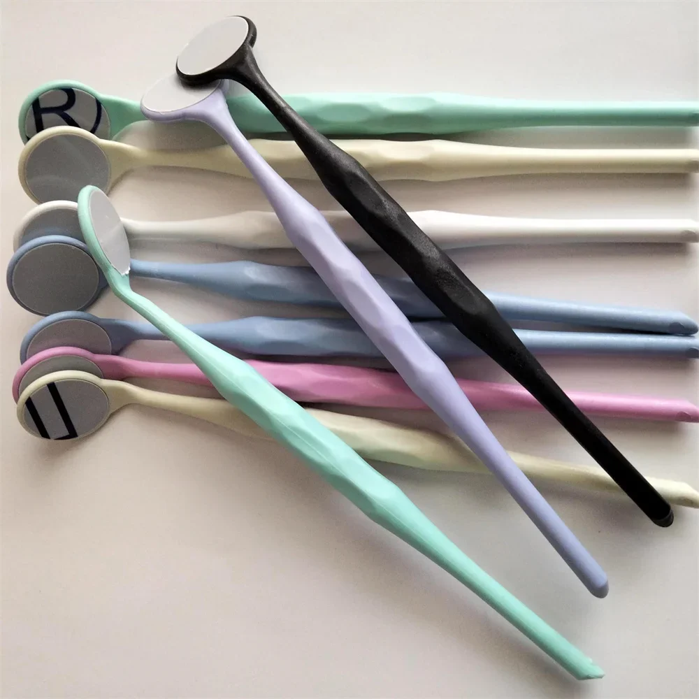 

3Boxes Dental Double Sided Anti-fog Mouth Mirror Colorful Autoclavable with Handle Fibre Glass Oral Exam 10pcs/Box