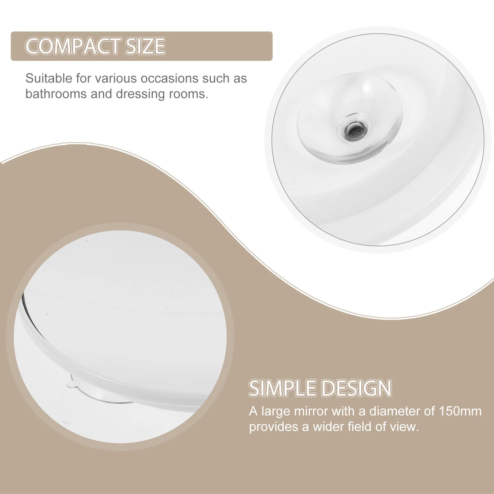 

Compact Travel Mirror Wear-Resistant Magnifying Makeup Suction Cup Bathroom Bedroom Office Jewelry Store Gift Women