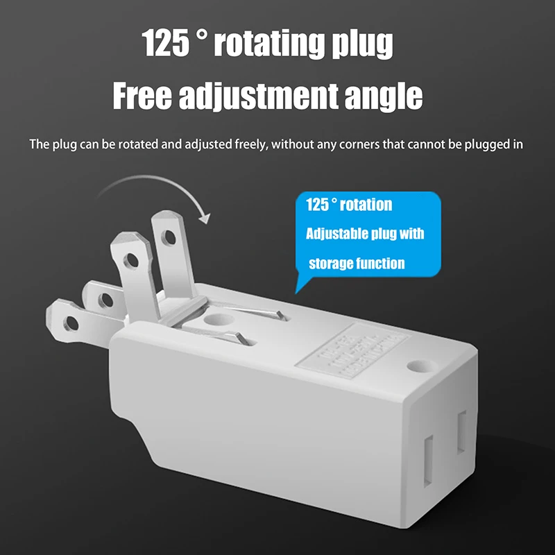 3In1 Wall Outlet Extension US Electrical Socket 125 Degree Plug Adapter Mexico Canada Travel Aadapter Portable Power Converter.