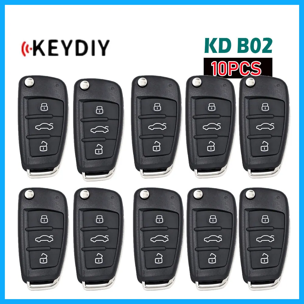 

10pcs KEYDIY KD B02 Universal Remote Key 3 Buttons Remote Car Key for Audi A6 Style Car Key for KD900 KD900+ URG200 KD-X2 Mini