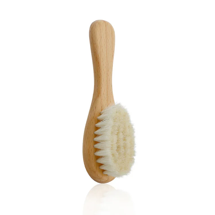 Newborn Baby Natural Wool Baby Wooden Brush Comb Newborn Hair Brush Infant Head Massager Portable Baby Comb Hair Bath Brush Comb