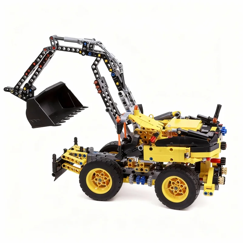 895 peças MOC Escavadeira sobre Rodas Volvo, Modelo Técnico Elétrico, Blocos de Construção, Ideia de Presente de Natal, Brinquedo Educativo