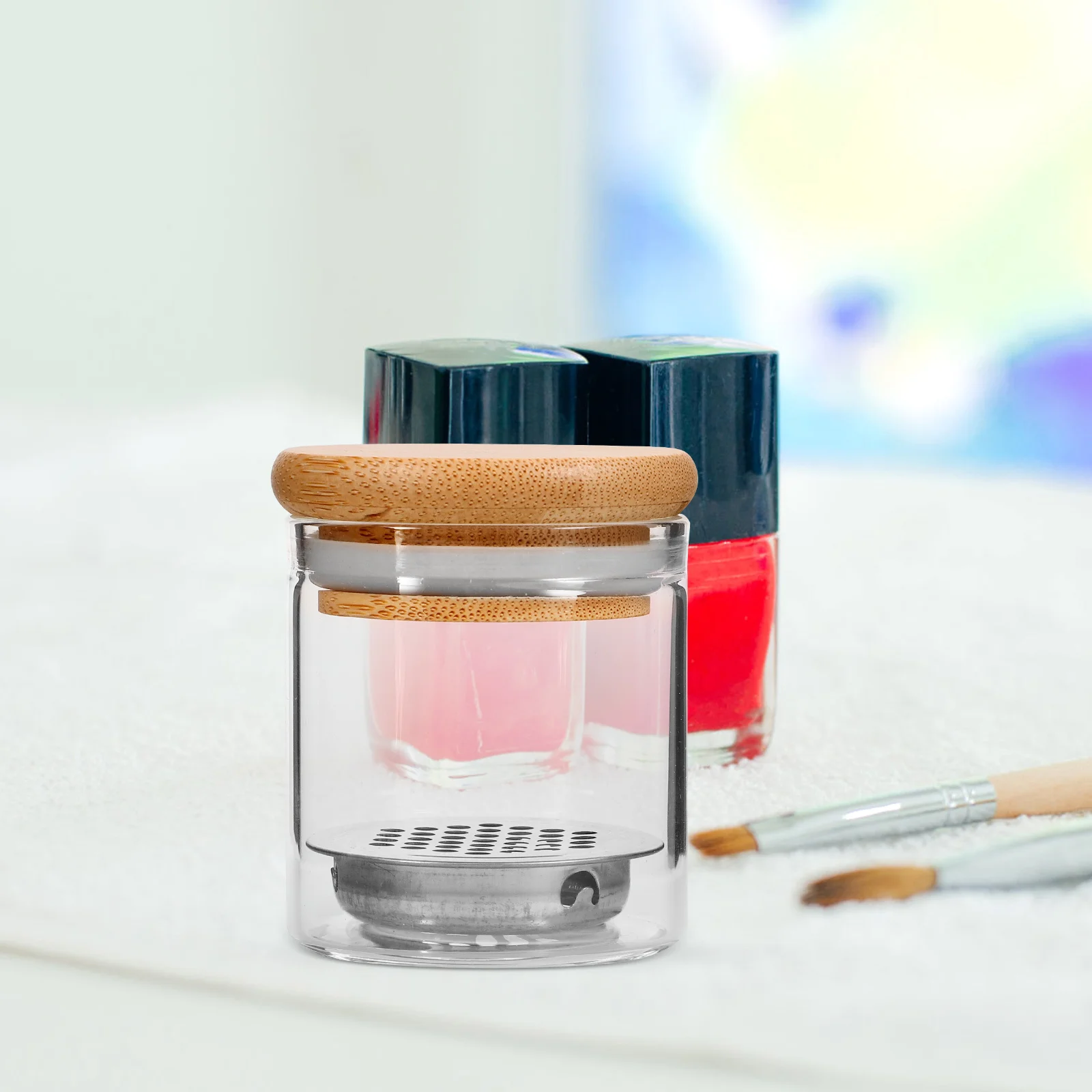 Glass Nail Dish Cup Large Capacity Sparkling Glitter Manicure Brush Washer Holder For Acrylic Nails Wash Tool Nail Art