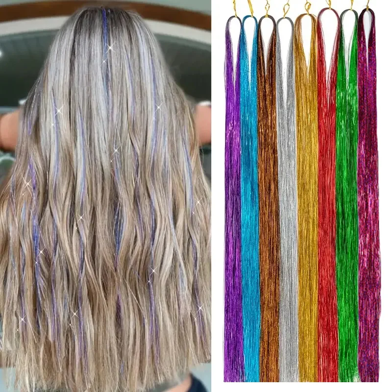 

Synthetic Sparkle Hair Tinsel Multi-color Colors 36 Inch Glitter Fairy Hair Accessories Perfect For Women Daily Party