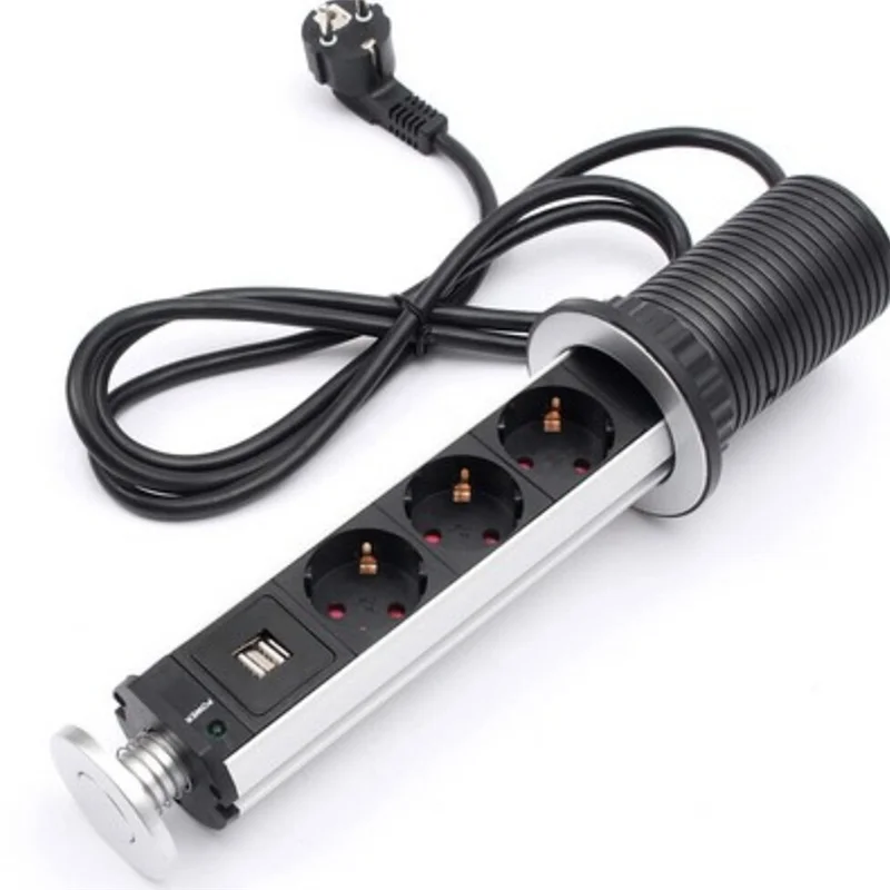【IN  Stock】USB Electrical Plug Extension Cable Desktop -Up Concealed Socket Power Strip Tablet Sockets Kitchen USB Charger US