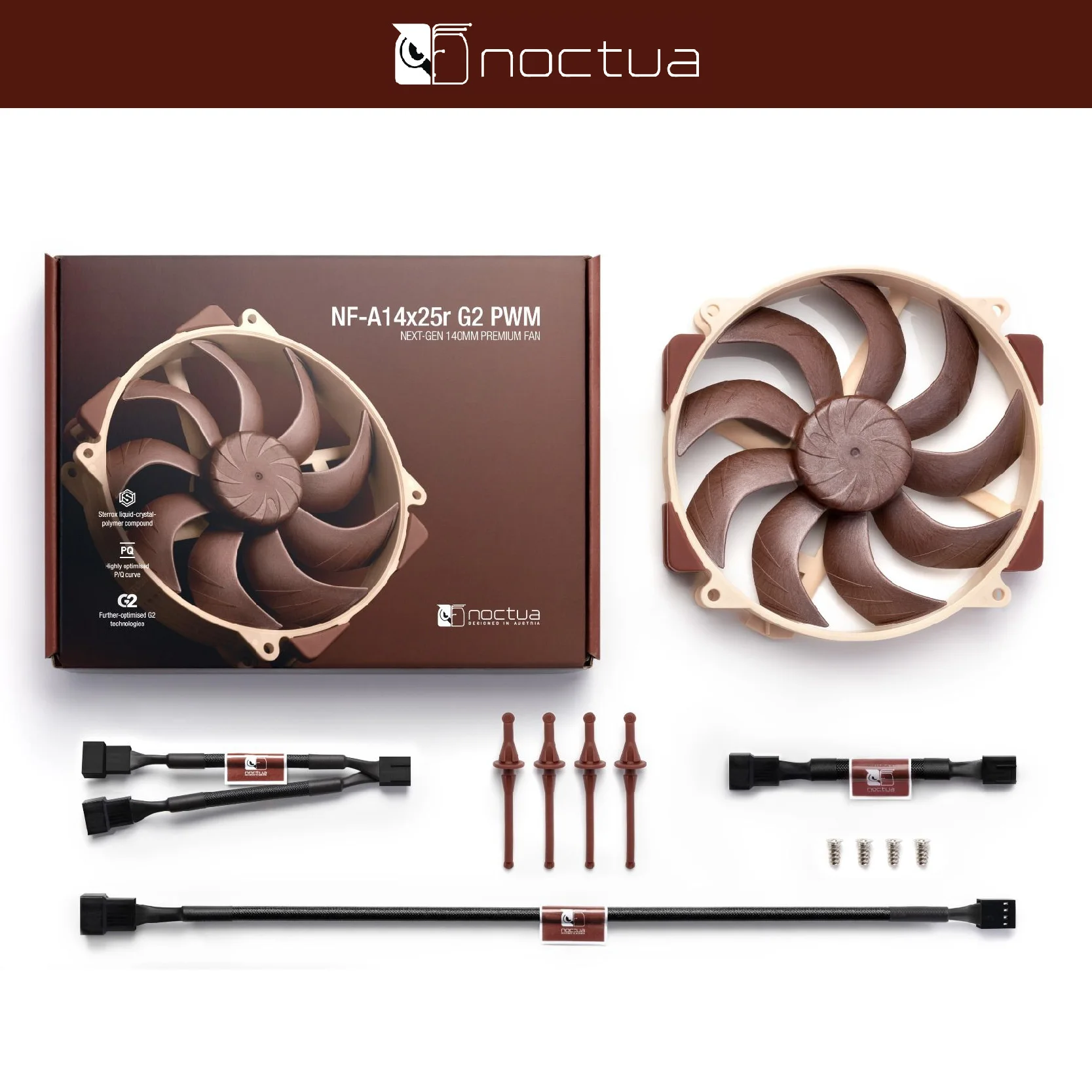 NOCTUA NF-A14x25r G2 PWM 140mm bingkai kipas pendingin 4PIN PWM