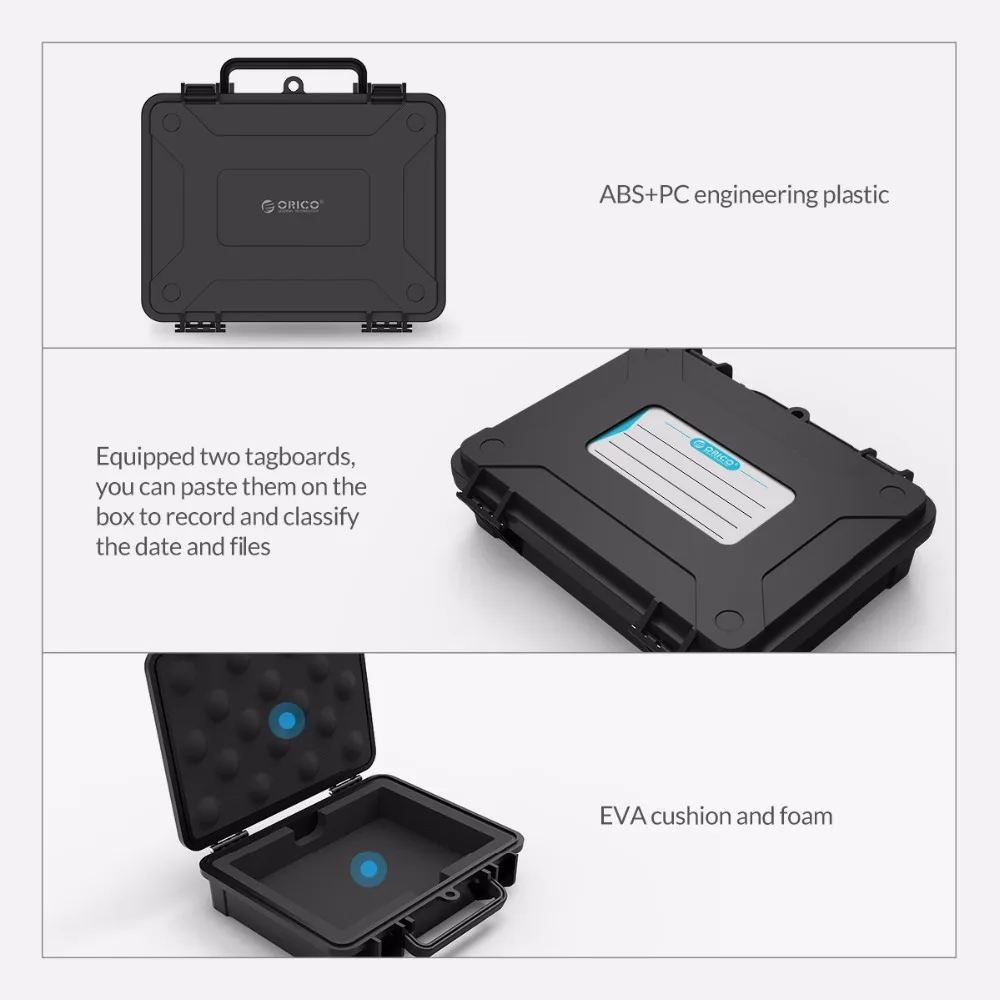 ORICO 3.5 Inch HDD Protection Box Hard Disk Hard Drive Case Box with Water-proof Shock-proof Dust-proof Safety Lock Snap Design