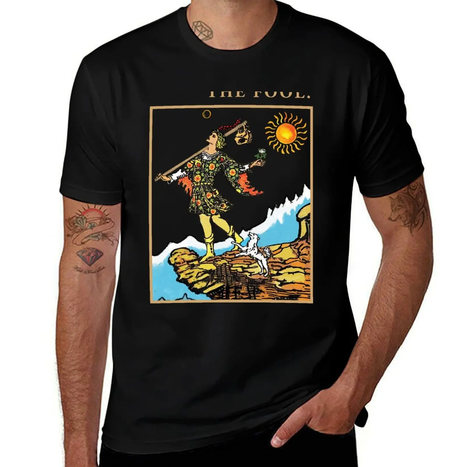 The Fool tarot -The Fool- Tarot Card T-Shirt Work Short Sleeve Cotton Top T-Shirt
