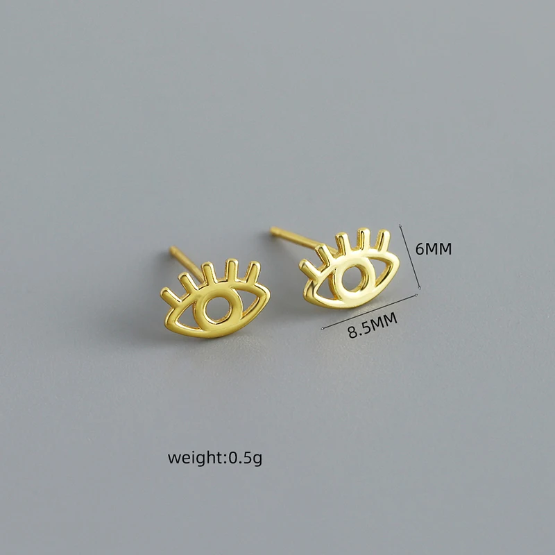 WANTME 925 Sterling Silver Minimalist Devil's Eye Cute Versatile Small Stud Earrings for Women Fashion Ear Bone Piercing Jewelry