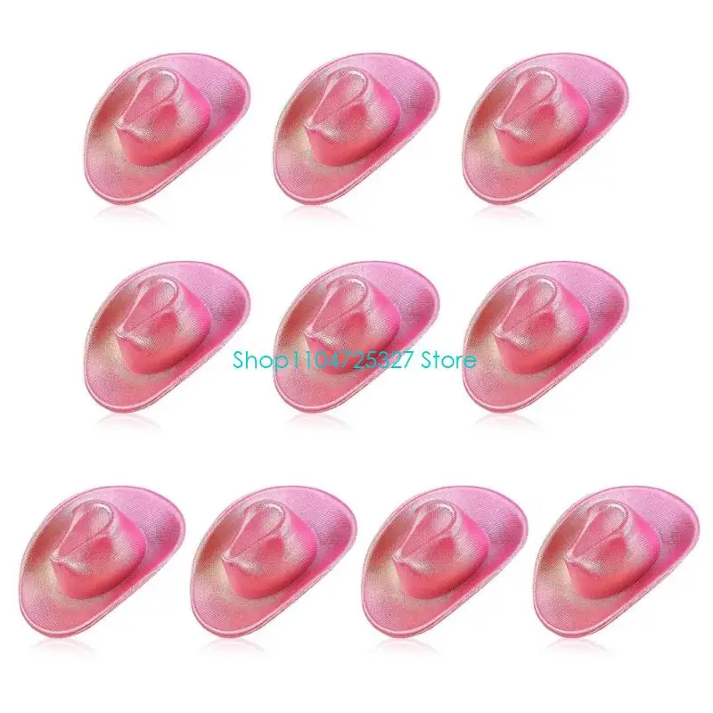 D8KF Glitters Pink Sparkling Cowboy Hat Bottle Toppers For Themed Parties