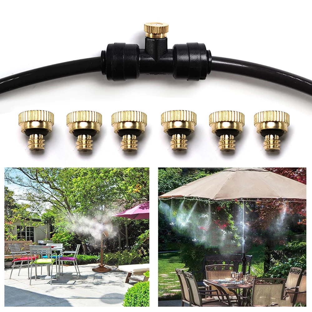 5 PCS Brass Misting Nozzle 0.1-0.8mm Orifice Threaded 10/24 UNC Water Mister Parts Fog For 1/4\