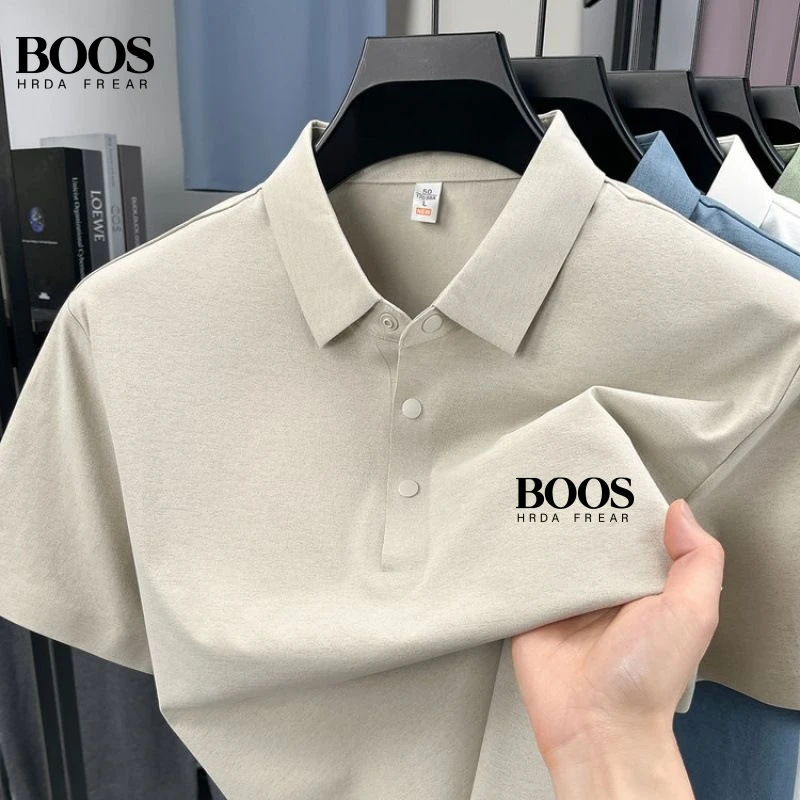 

New men's high-quality embroidered logo short sleeved polo shirt, summer fashion, casual, comfortable, breathable T-shirt top