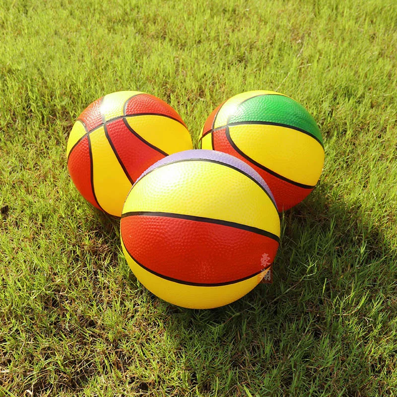 16cm PVC Inflatable Colourful Basketball Kindergarten Interactive Game Toy Outdoor Sports Inflatable Pat Pat Tricolour Ball Toy