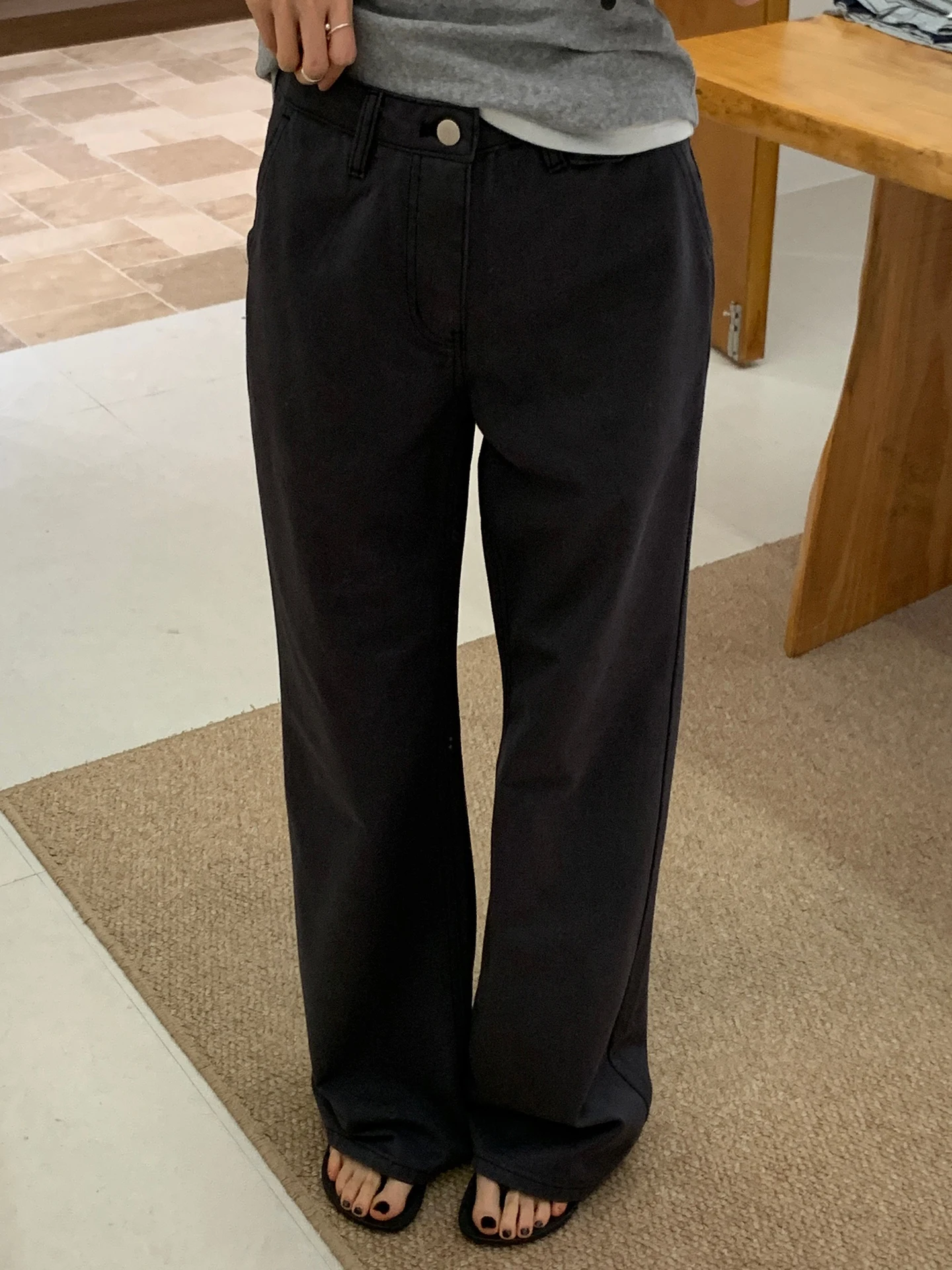 

Black High Waist Wide Leg Cotton Jeans Women's Summer New Minimalist Style Straight Tube Hip Covering Slimming Long Pants