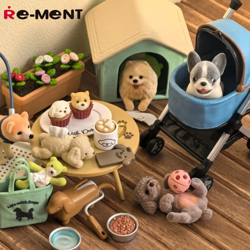 Rement Miniature Scene Original Series Shiba Inu Teddy Blind Box - Daily Life Dog Collectible Toy Figure Display Piece