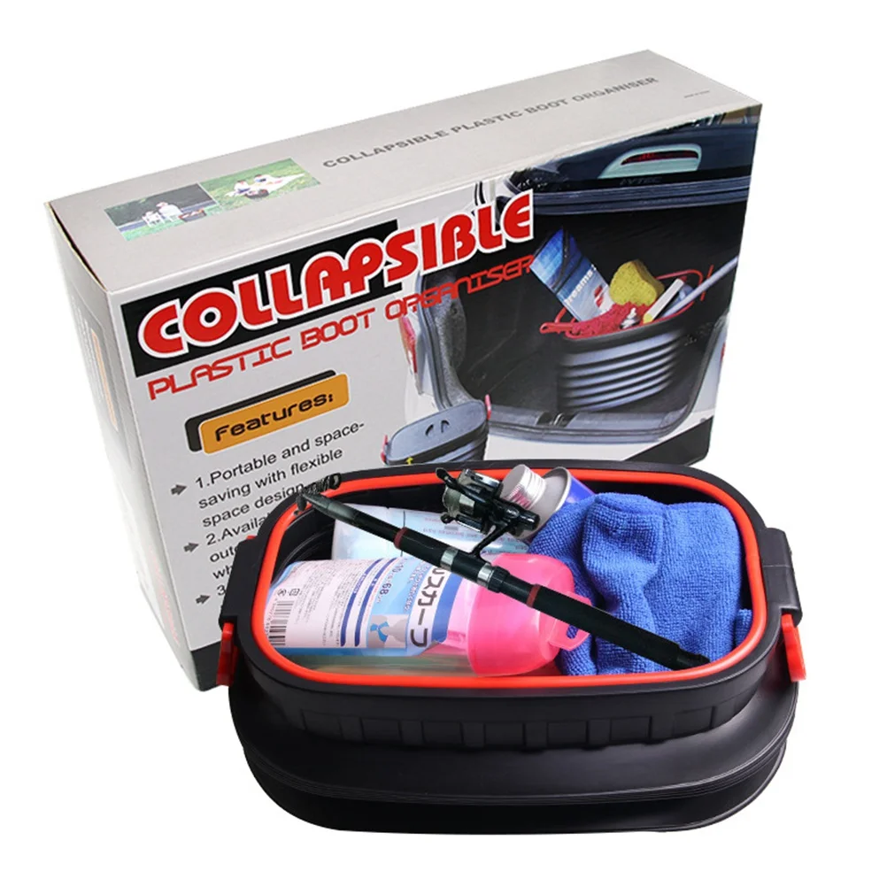 

Outdoor Trash Can Portable Storage Box Collapsible Trunk Organizer Garbage Black