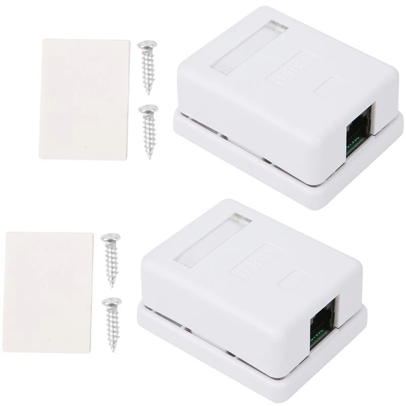 UISN Desktop Information Junction Box Connector 2Pcs Cat6 RJ45 8P8C Mount Box Single Port Wall Coupler Jack Adapter