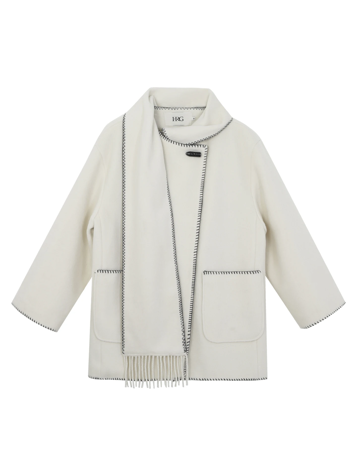 معطف صوف أحمر أنيق للنساء بتصميم قصير لفصل الشتاء مبطن بالقطن مزيج من الصوف ملابس خارجية باللون الأبيض مناسب للتنقل اليومي وعصري #5