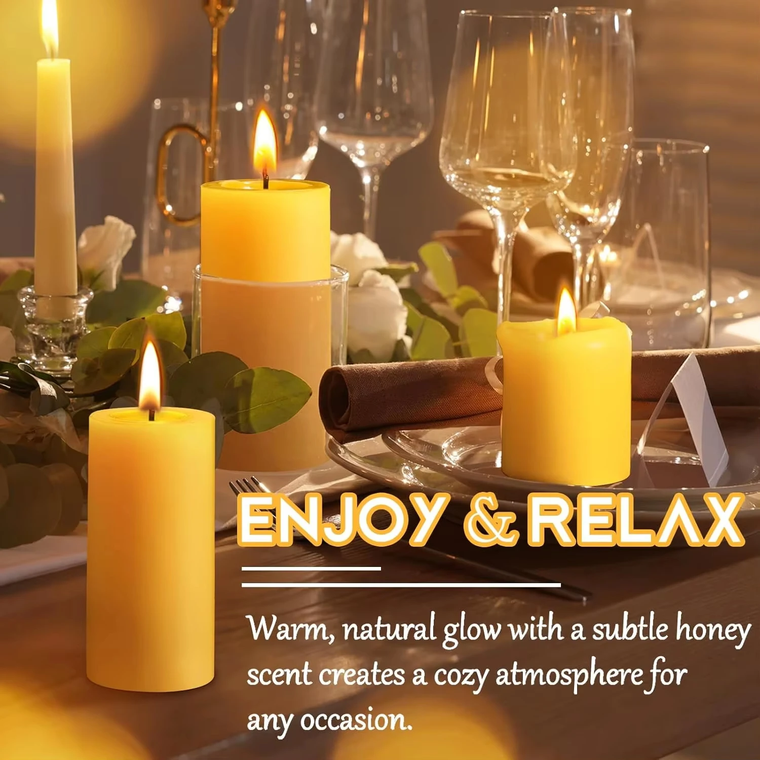 1/3/5PCS Beeswax Pillar Candles Smokeless Beeswax Candles Long Burning Wax Candles for Home Dinner Decor Prayer Party 1.85x3.8in