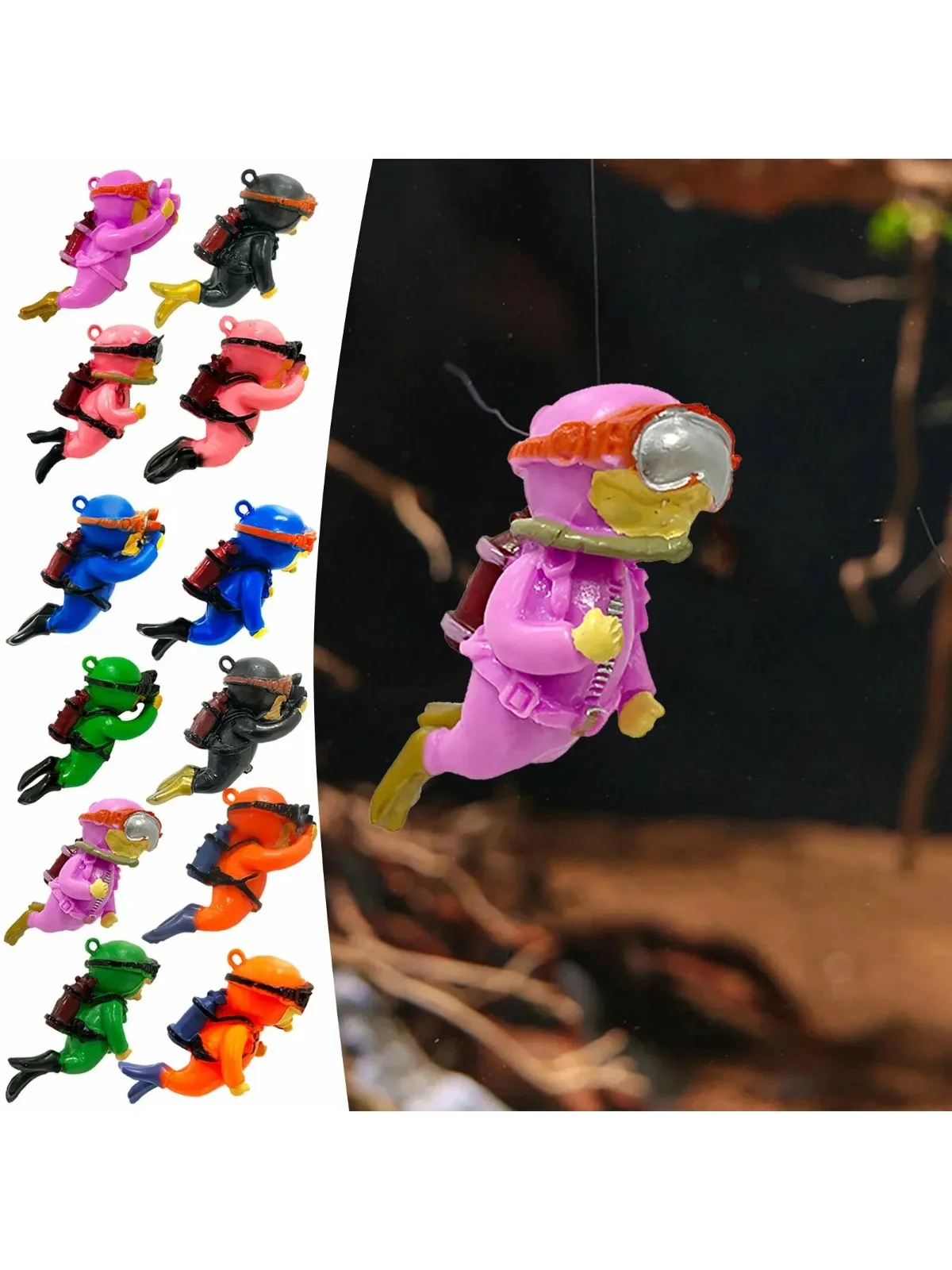 Décoration d'aquarium flottant créatif, ensemble d'ornements de plongeur, Figurines de gars bleu pour décor d'aquarium de fond de paysage sous-marin