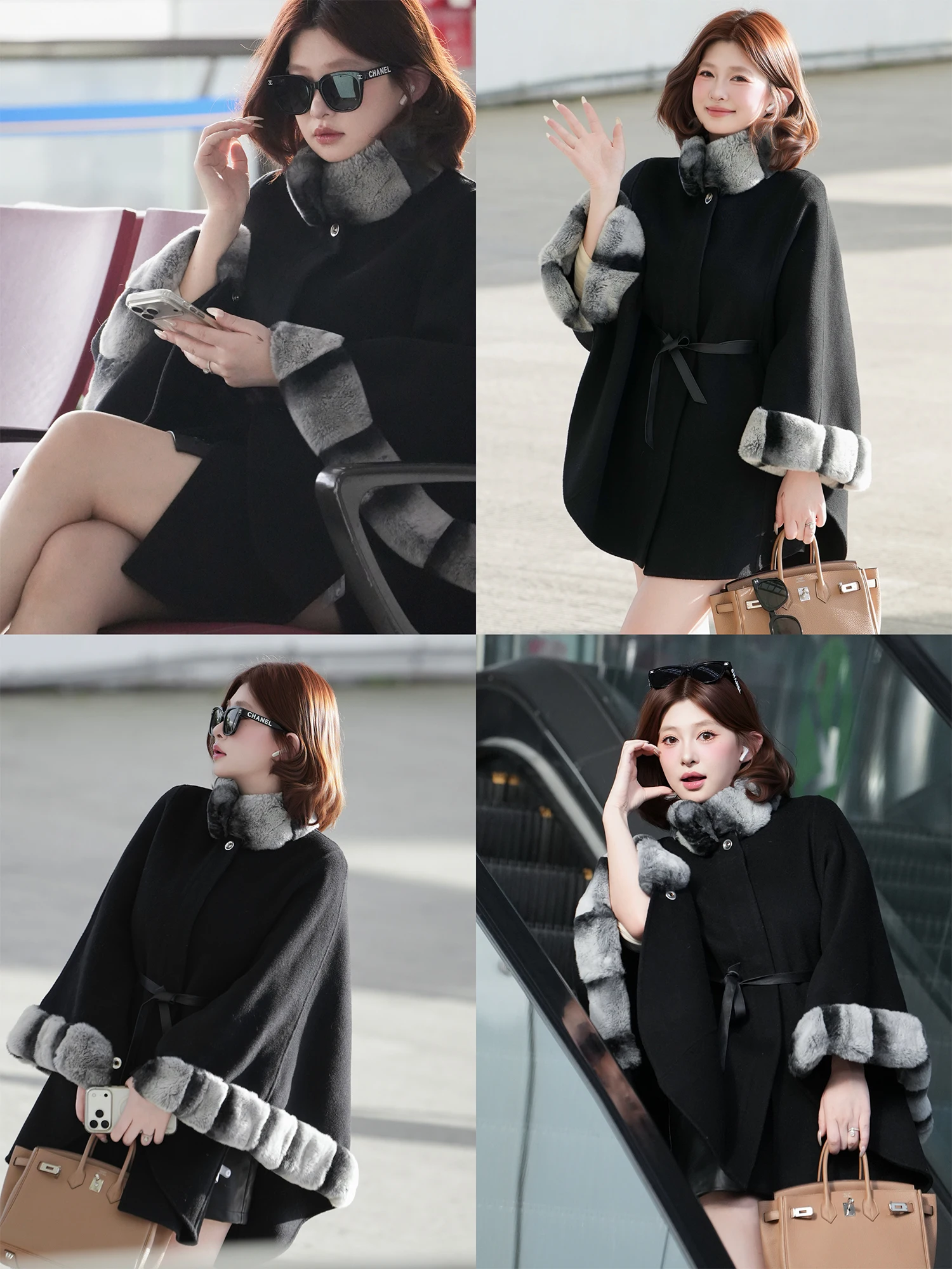 

Зимняя верхняя одежда: пальто из кроличьей шерсти с вставками, длинное, стандартной длины, для повседневной носки, чисто шерстяное, для электронной коммерции