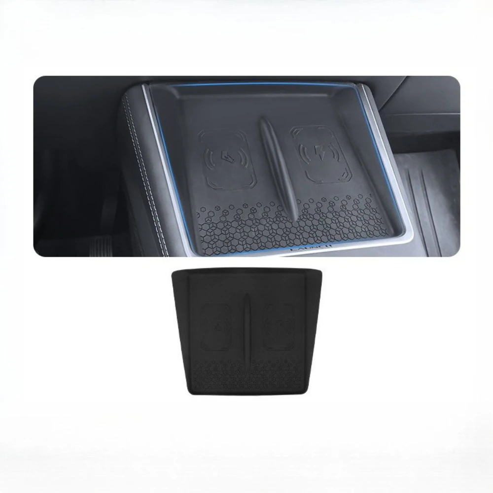 For Tesla Model Y Juniper 2025 2026 Model 3 Highland Silicone Wireless Charging Mat Center Console Anti-Slip Protector Pad Wire