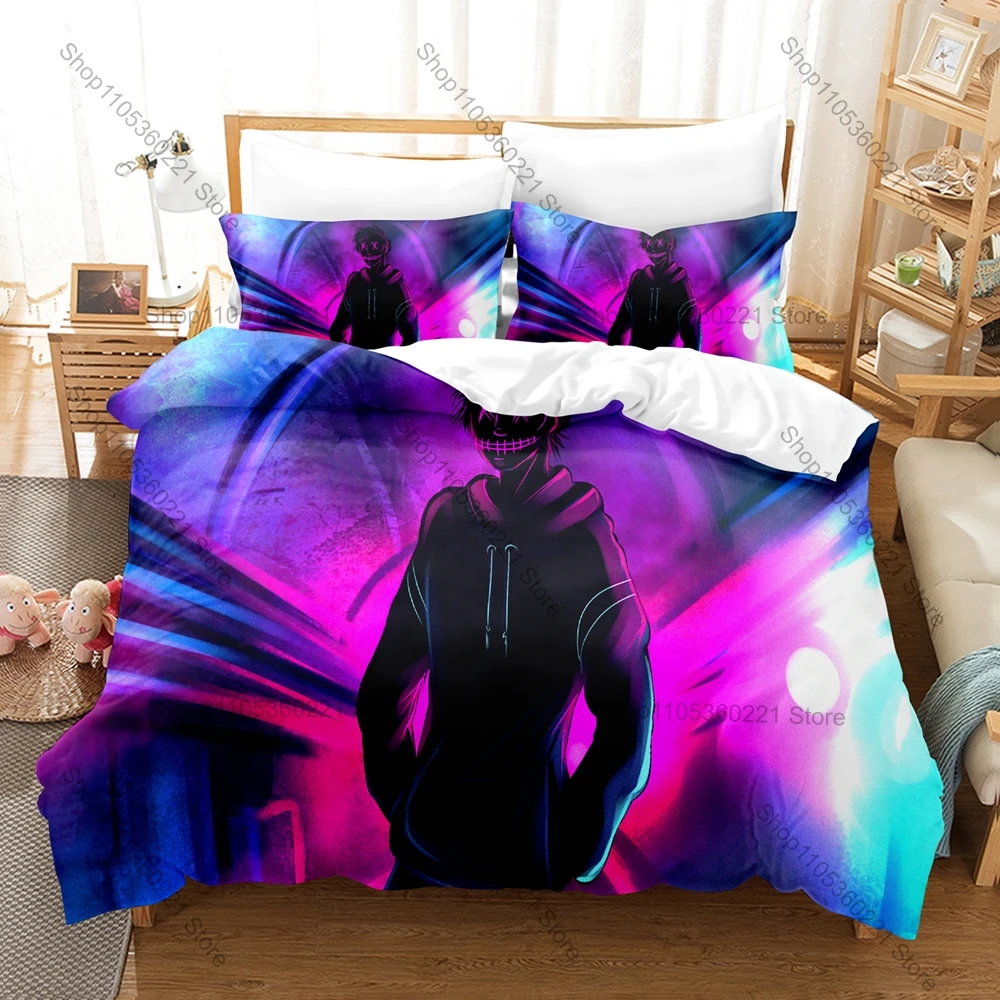 Artistic Boy Abstract Figure Duvet Cover + 2 Pillowcases Aesthetic Line Art Print Polyester Teen Bedroom Decor