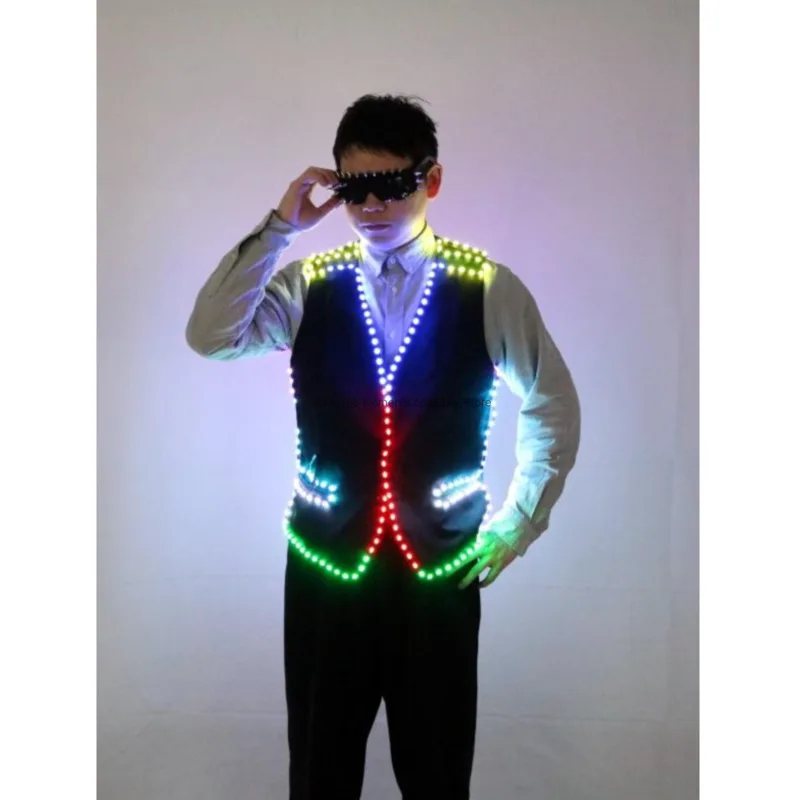 

Хэллоуин косплей вечерние косплей светящийся жилет костюм бар джентльмен светящийся жилет КТВ сценический джазовый костюм реквизит