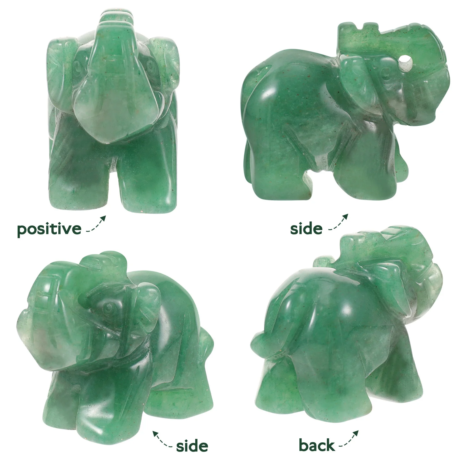 

2Pcs Crystal Elephant Statue Quartz Sculpture Home Decor Lucky Blessing Desktop Animal Figure Quartz Elephant Sculpture