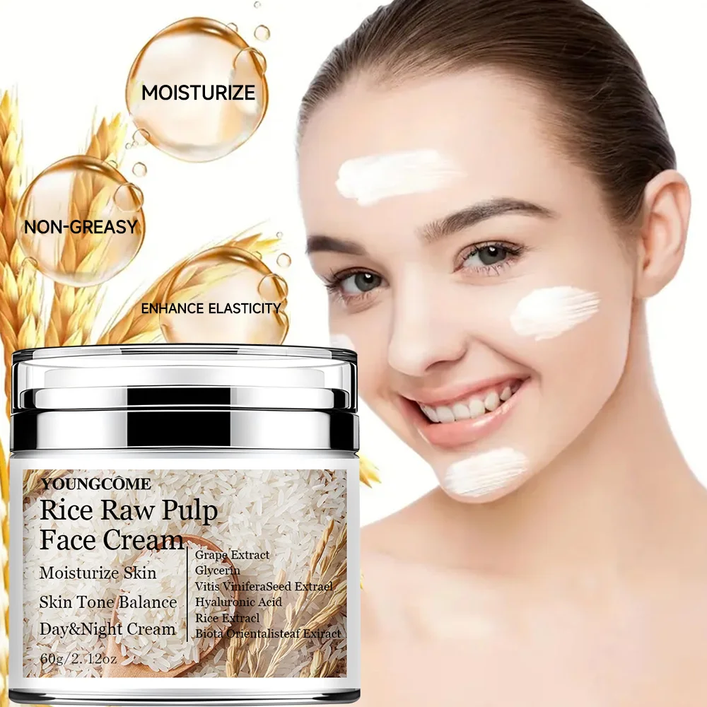 

Rice Puree Revitalizing Cream - Hydrating Face Moisturizer with Hyaluronic Acid, Grape Extract, and Antioxidants for Rejuvenated
