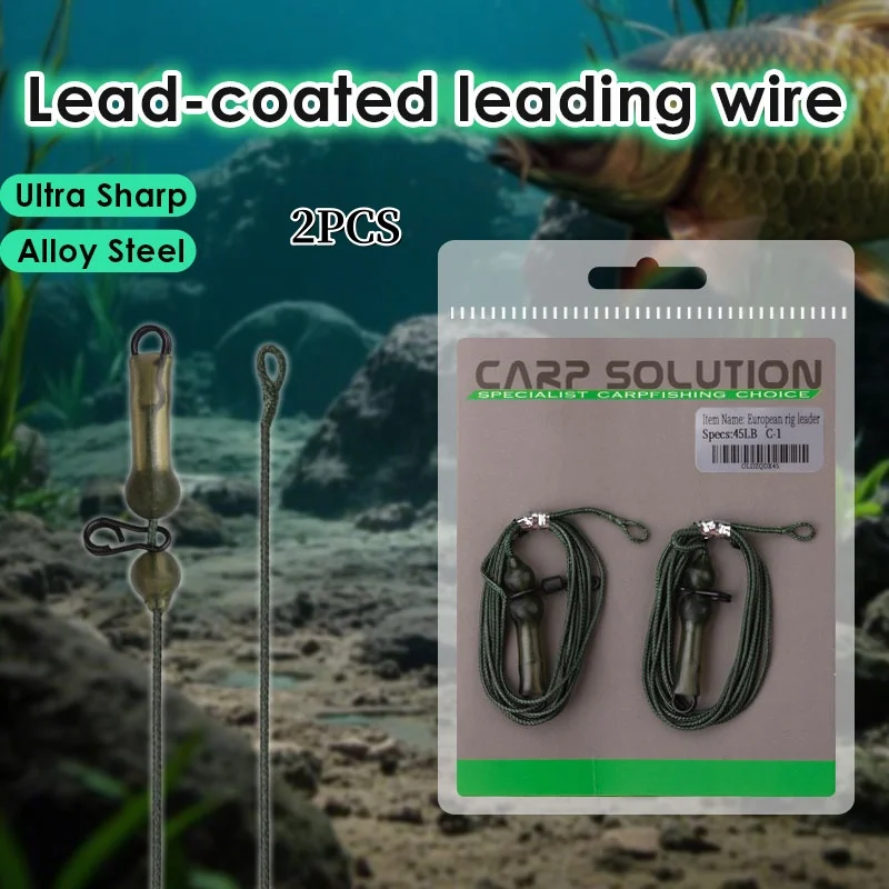 2-Pack Rigtrip 100cm 45lb Leadcore Leader – Pre-Tied Carp Fi