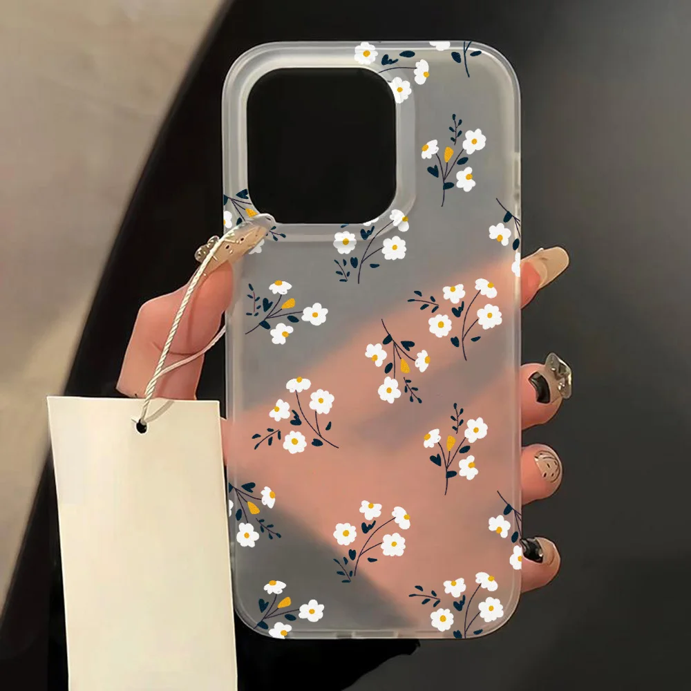 Small Fresh Flowers Case For iPhone 15 Pro Max Case iPhone 11 16 12 14 Plus 13 Mini Case Oil Aesthetics Floral Clear Cover Funda