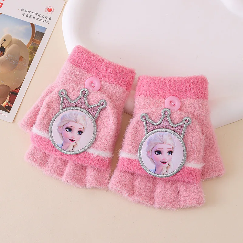 1-8PSC Prinzessin Elsa Marvel Mädchen Handschuhe Entzückende Anime Spider-Man Handschuhe Kinder Warme Gestrickte Handschuhe Damen Geburtstagsgeschenk O