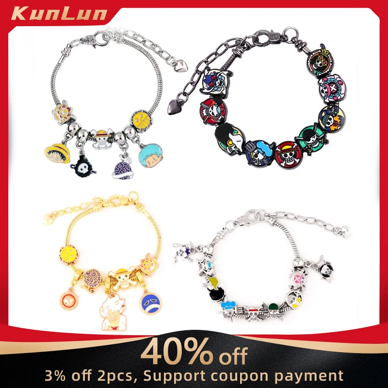 

Anime ONE PIECE Japanese Peripherals Monkey D. Luffy/Roronoa Zoro Metal Craft Bracelets Collectible Accessories Creative Gifts
