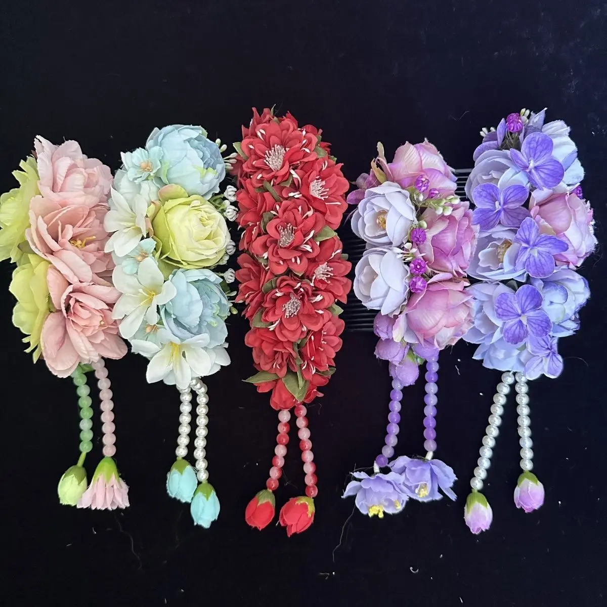 Dai Capelli etnici Fiore Pettine per capelli Copricapo da ballo Accessori per capelli fatti a mano in stile etnico tailandese Accessori per copricapo di fiori